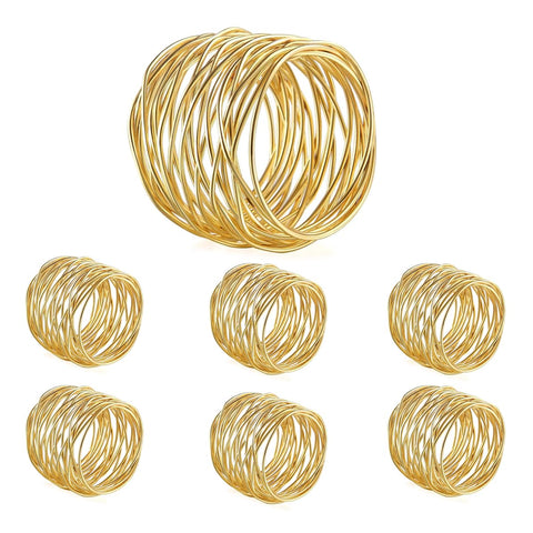 EMORBALS gold napkin rings with mesh design add elegant texture to holiday tables.