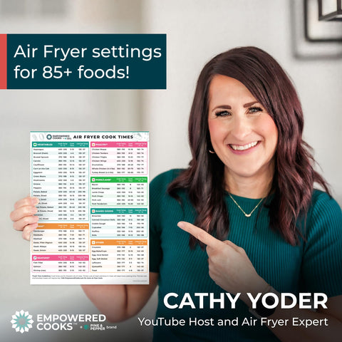 Empowered Cooks magnetic guide shows cook times for popular dishes at a glance
