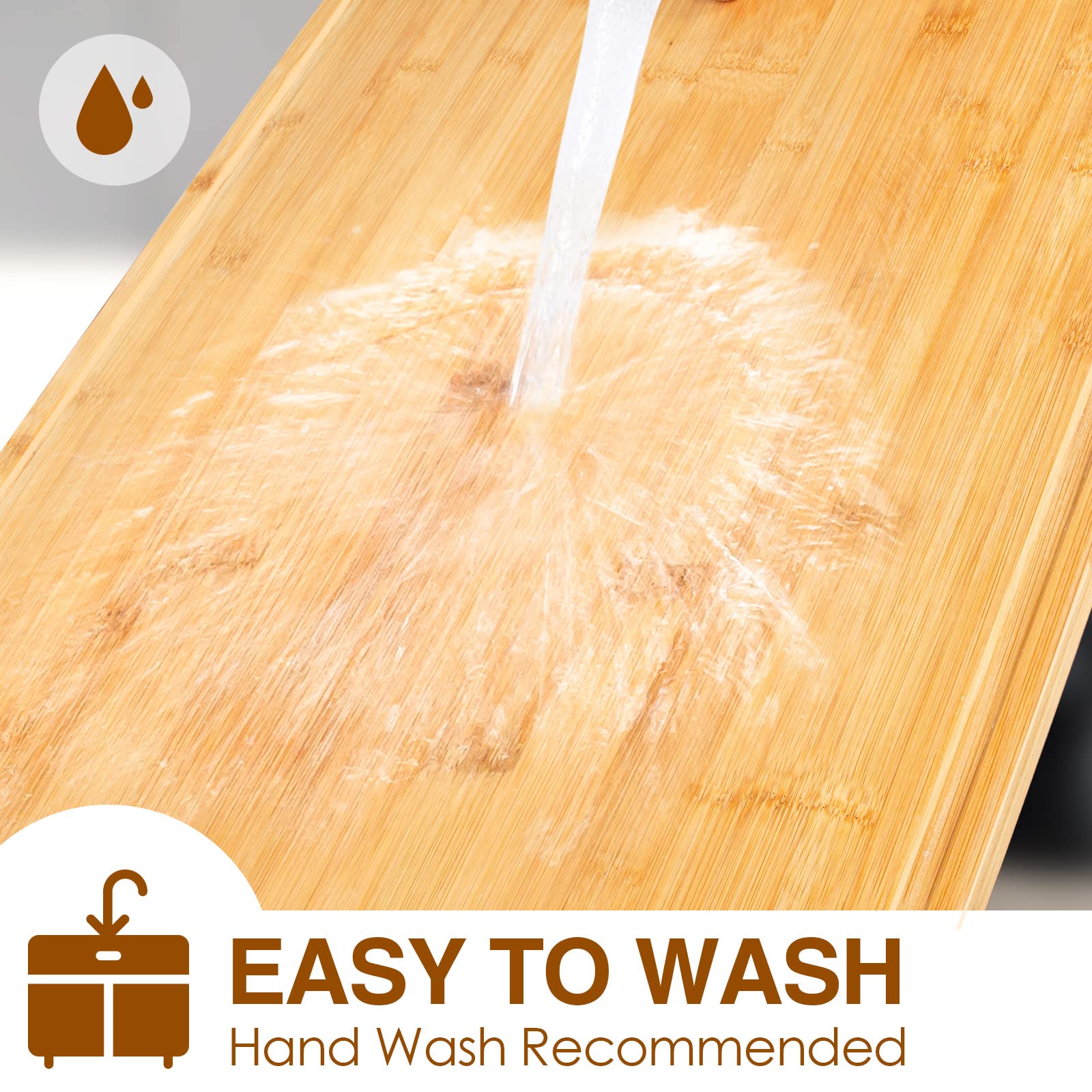 Empune 3XLarge bamboo board shown during meat prep on a roomy surface