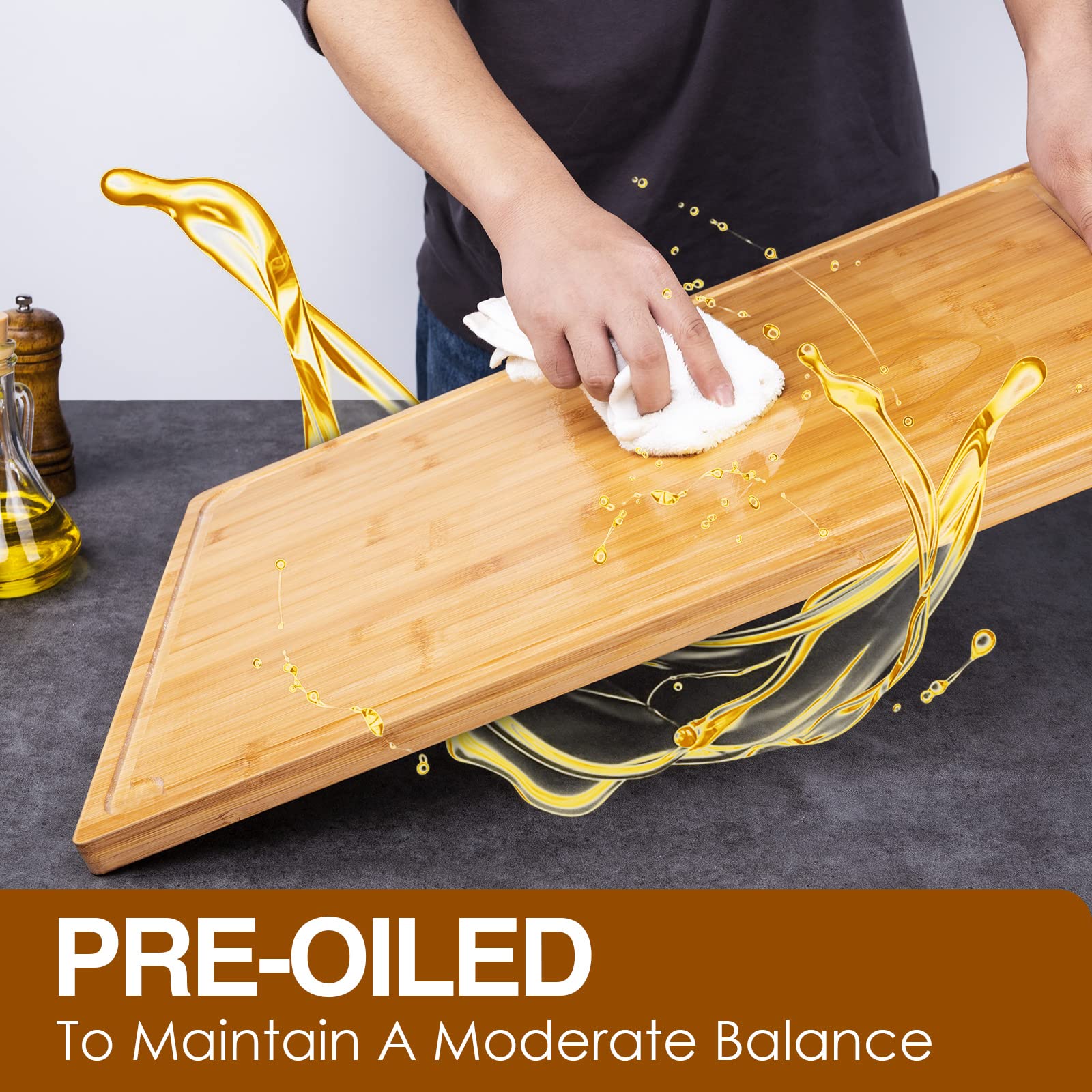 Empune bamboo board used as serving tray for cheese and bread