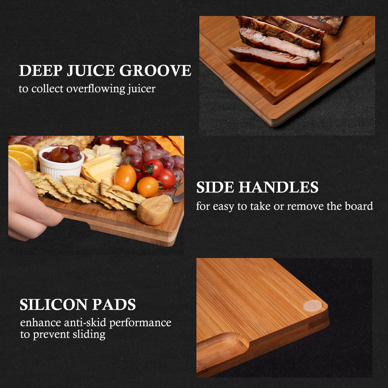 Empune XL 17-inch board in use for chopping and serving cheese
