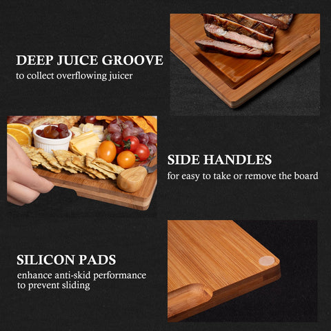 Empune XL 17-inch board in use for chopping and serving cheese
