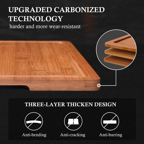 Empune board with invisible handle for easy lifting and transferring ingredients