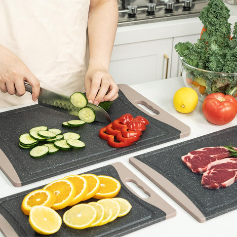 Empune almond gray cutting boards set adds versatile prep spots