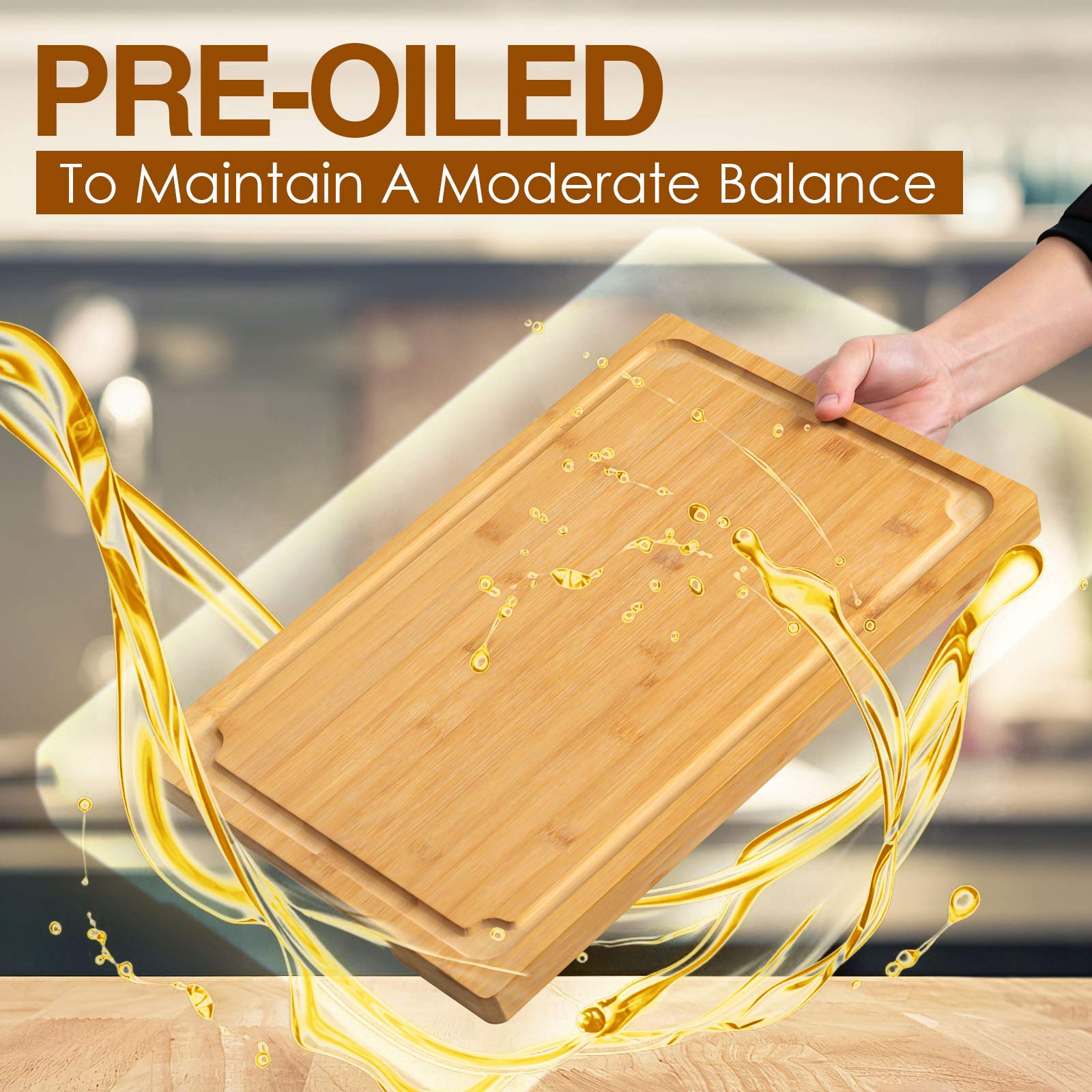 Empune cutting board shown as a portable serving tray
