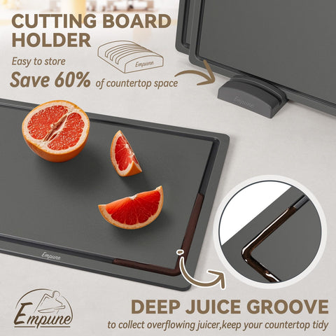 Empune cutting boards include non-slip pads for stable prep on wet ingredients.