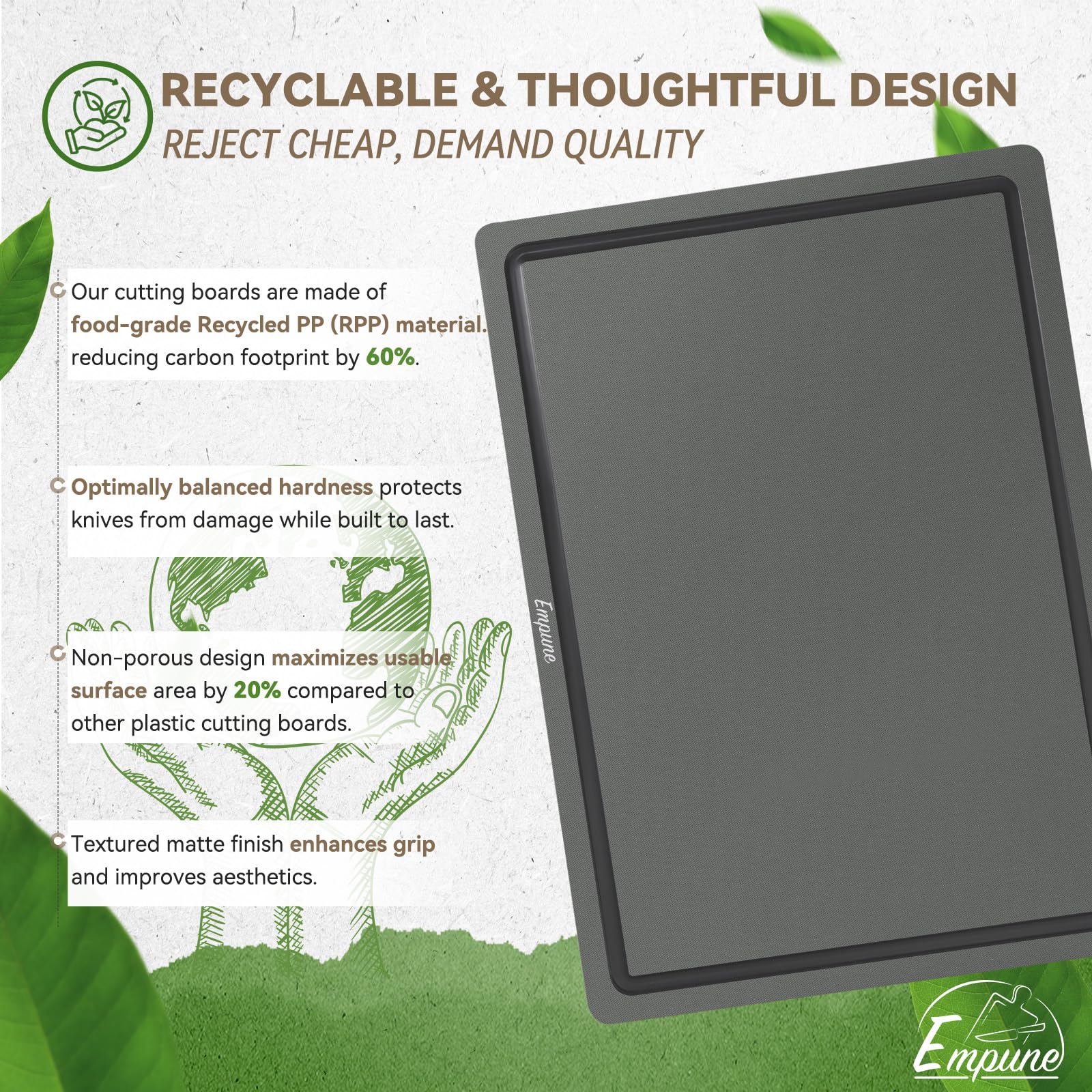 Empune boards use recycled PP, helping reduce waste while staying durable.