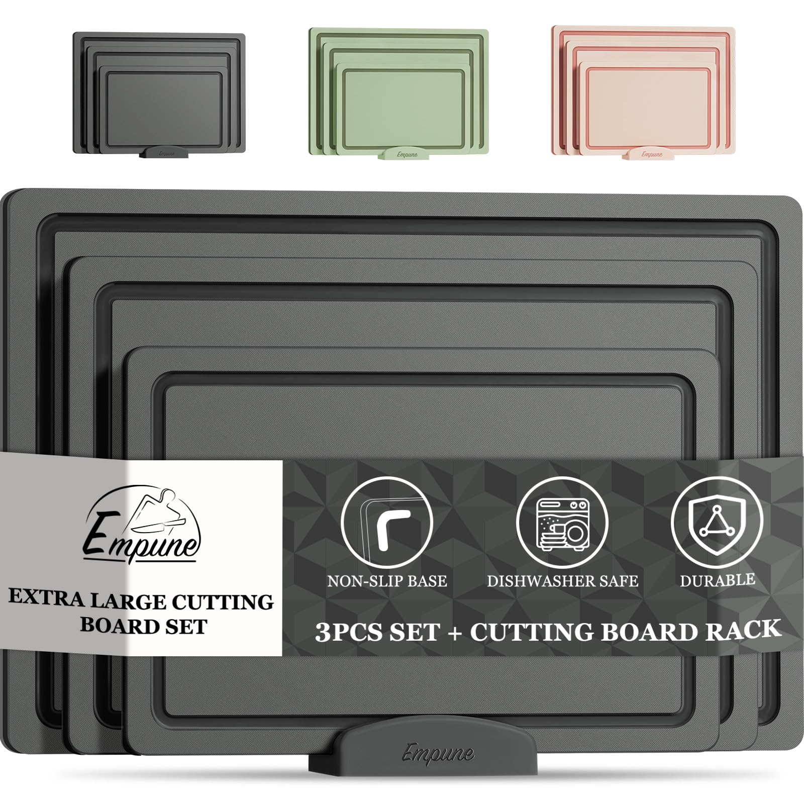 Empune cutting board set with three sizes for versatile prep and cross-contamination control.
