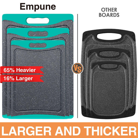 Empune turquoise large board ideal for vegetables and proteins in separate prep