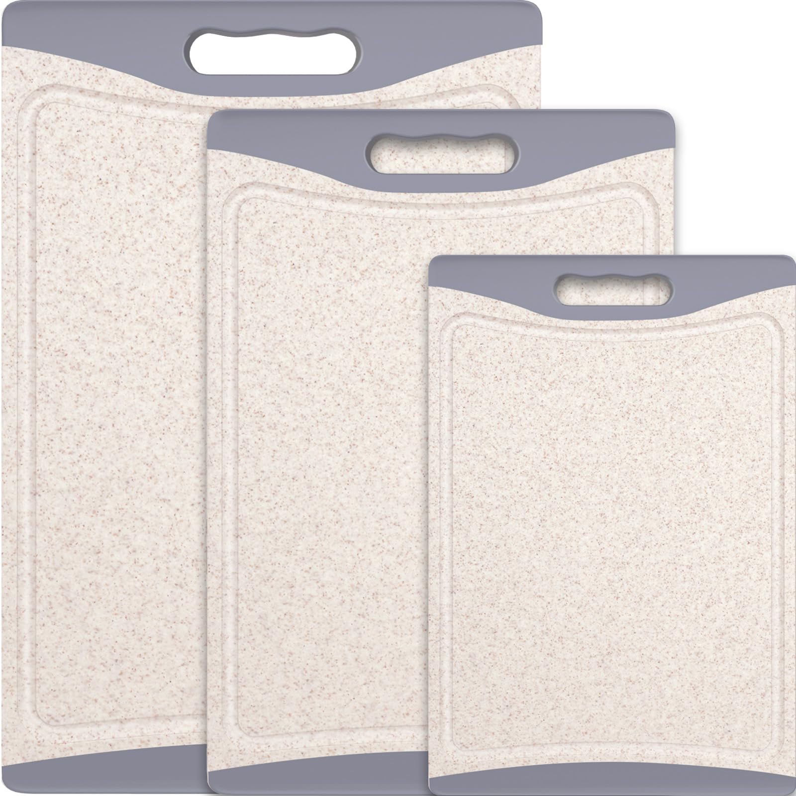 Empune extra-large cutting board with juice groove keeps counter clean during meal prep.