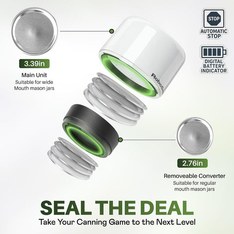 EMSON RoboSeal includes ten BPA-free lids for small and large jars