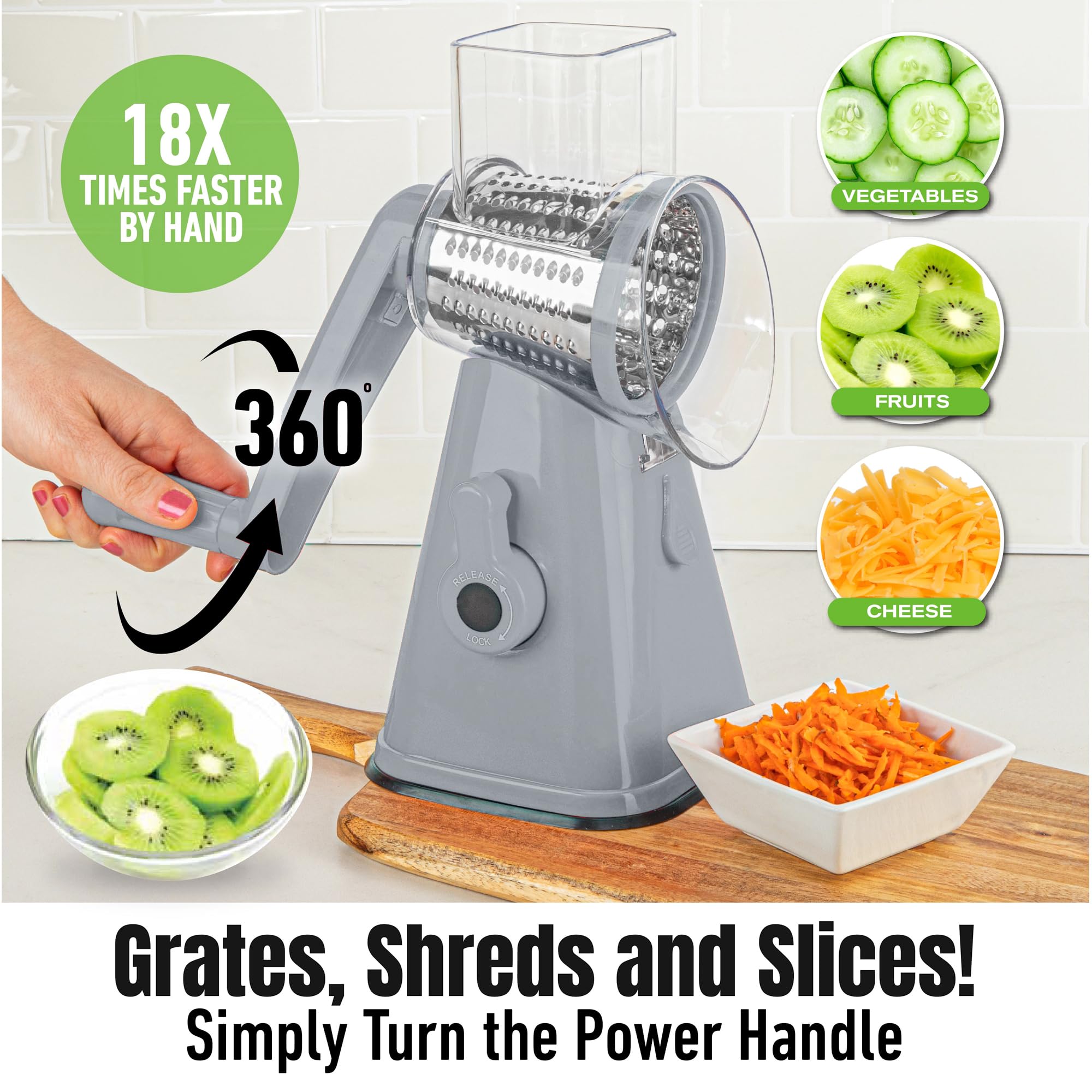 EMSON grater with suction base for stable counter use.