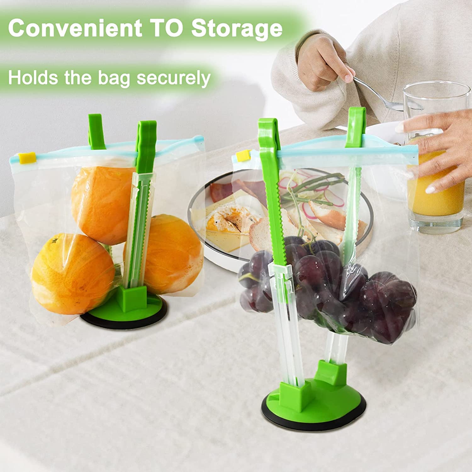 EMWNG freezer bag holder for upright freezing and bag protection.