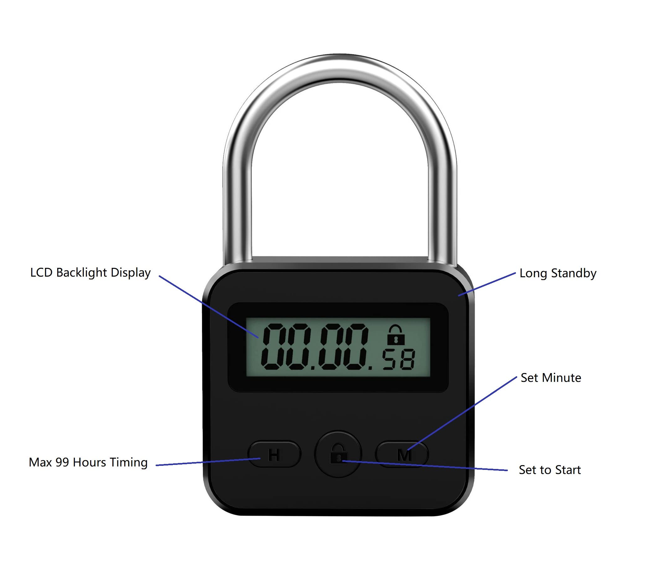 Enajucy timer lock in black shell for everyday security on bags and lockers.