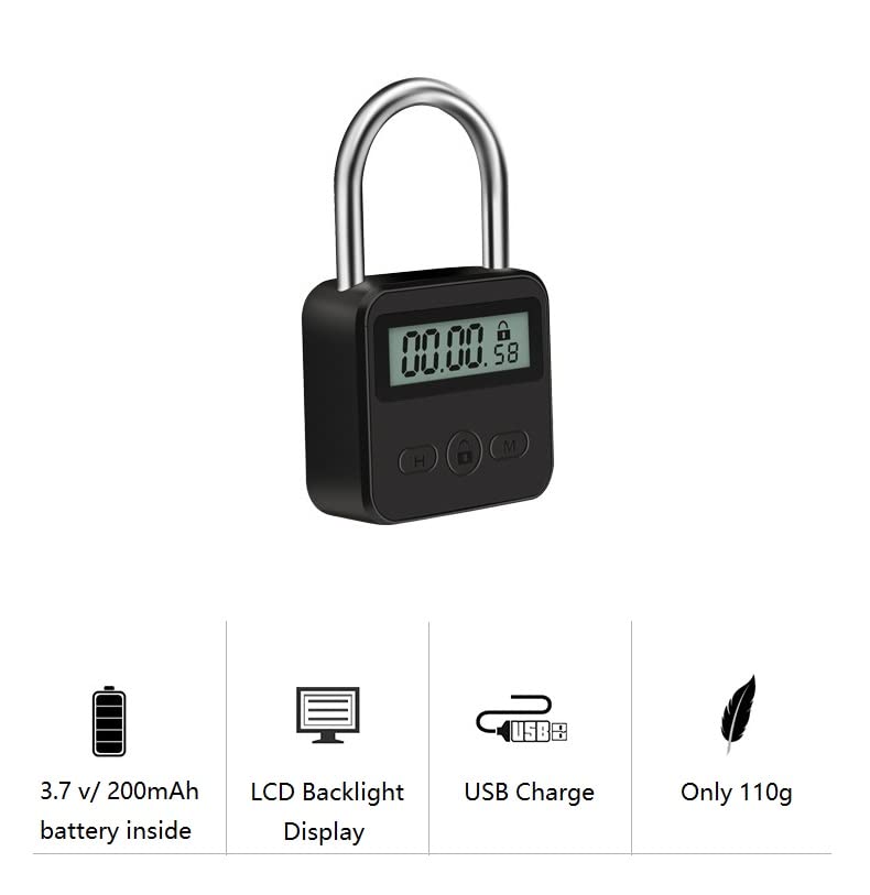 Enajucy timer lock shows three-button operation for easy time setting.