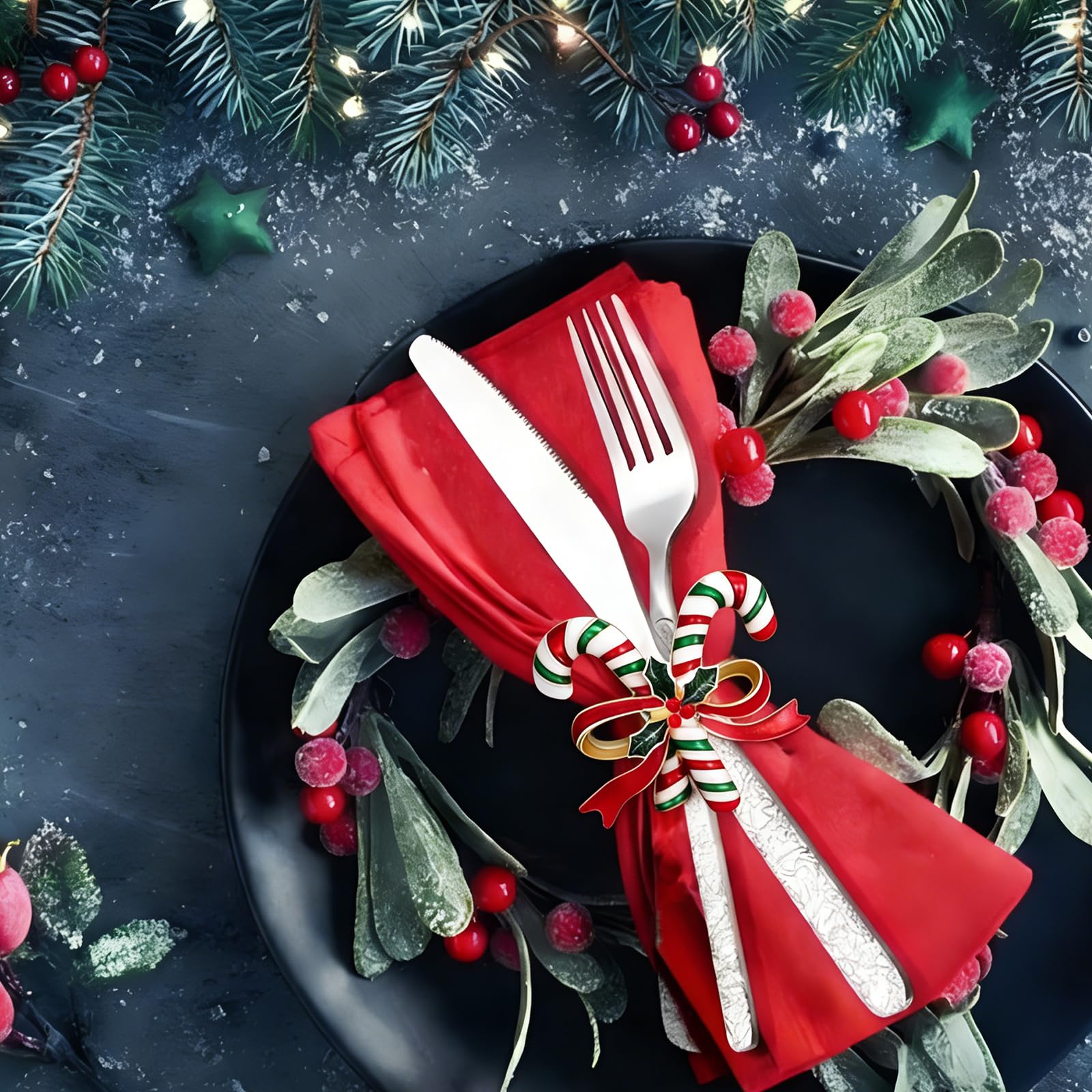 ENASGLOO Christmas cane ring with napkin creating stylish table decor