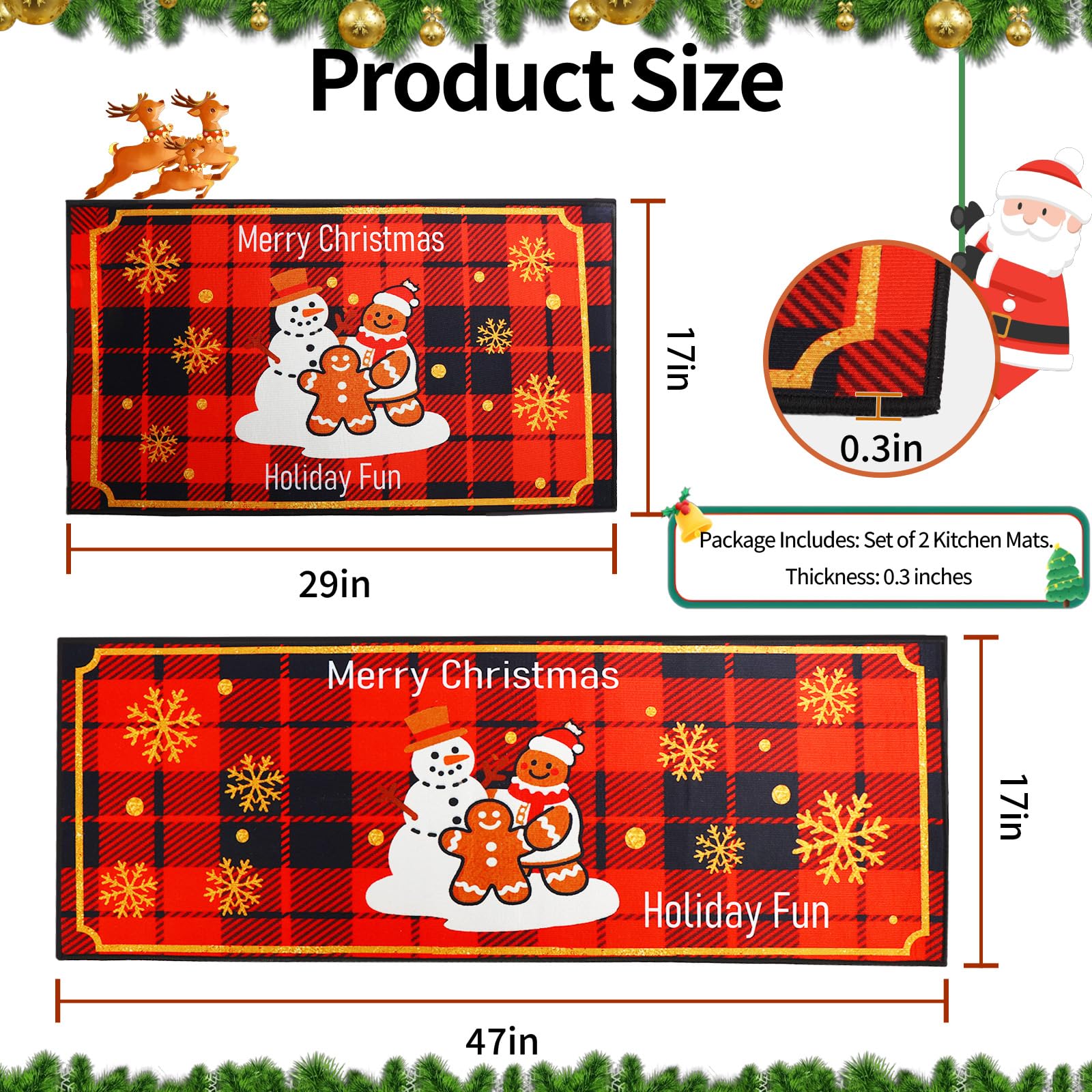 Enbelcto snowman kitchen rug 17x47, entryway display, welcomes guests with festive color.