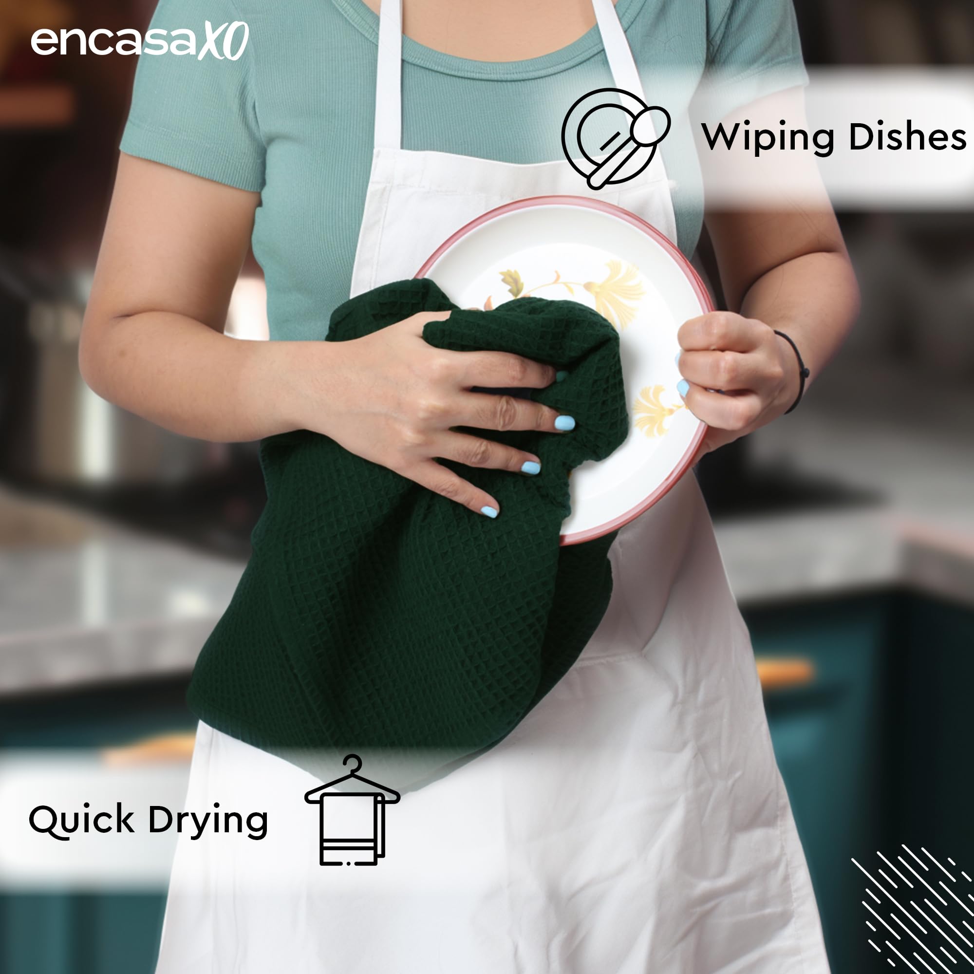 Encasa XO multipurpose dishcloths for spills, dusting, and food prep cleanup