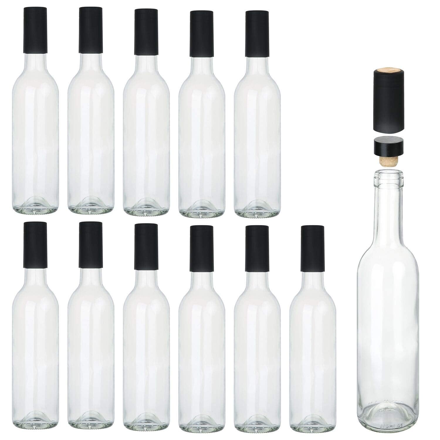 Encheng 12oz glass bottle with cork lid, ideal for wine making and beverages.