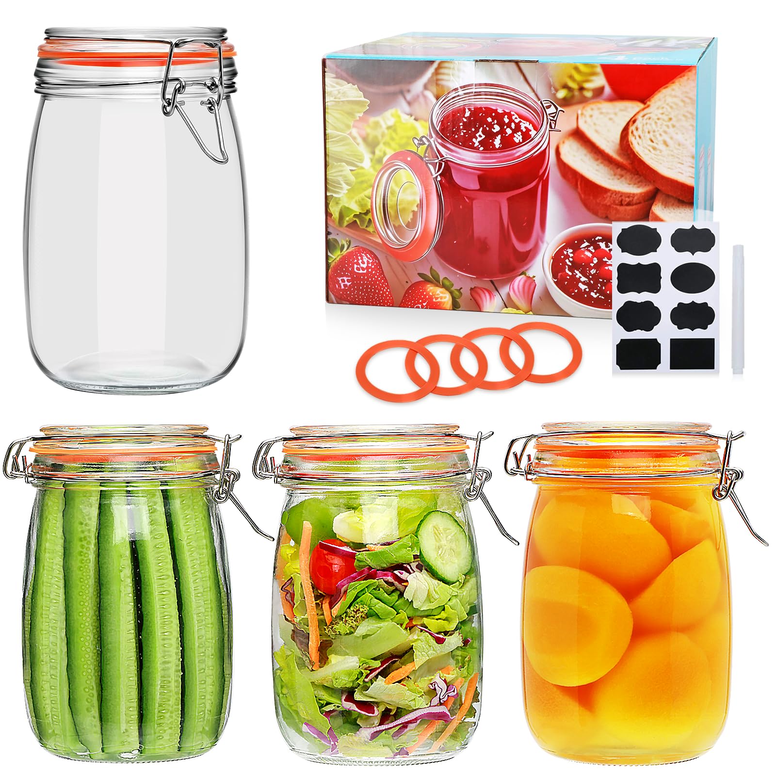 Encheng 32oz jar close-up with airtight lid for freshness preservation