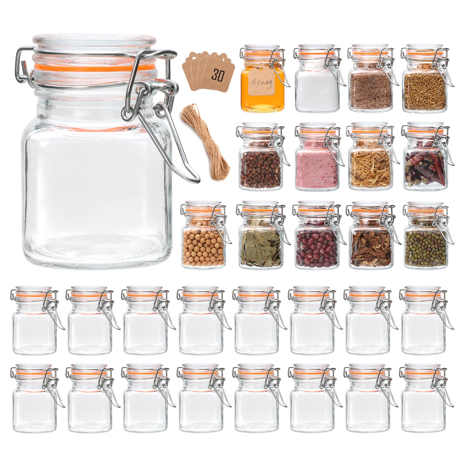 Encheng 4oz glass jar with airtight lid for pantry storage