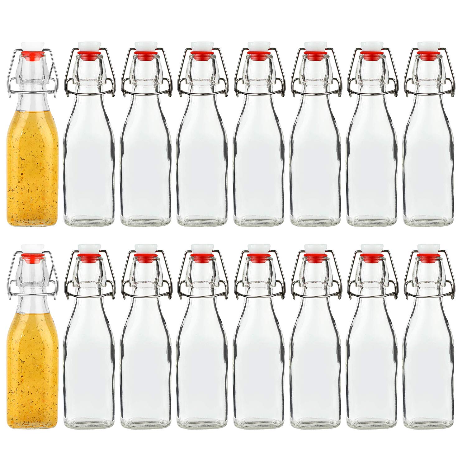 Encheng 8oz glass bottle with airtight lid, ideal for home brewing and carbonation.