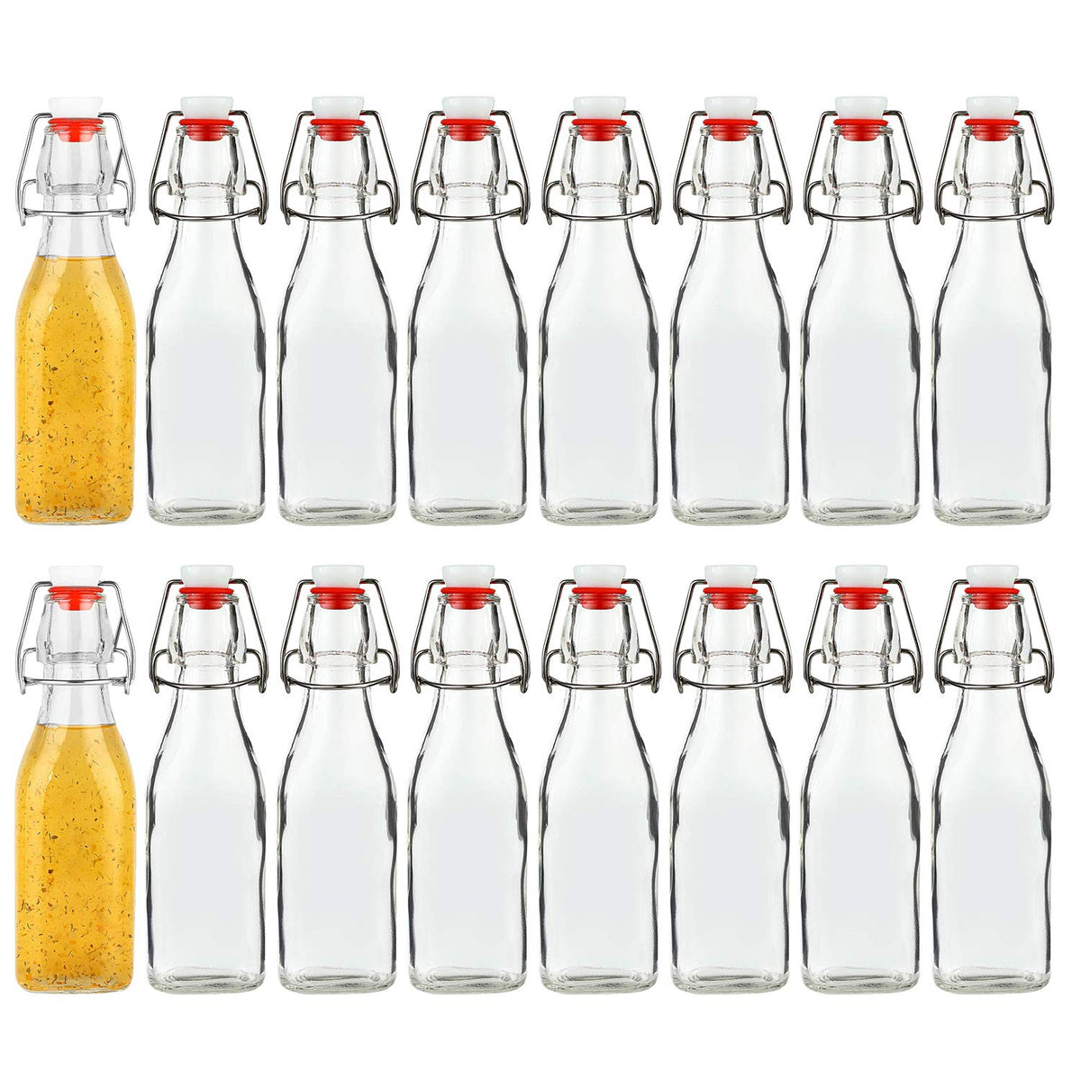 Encheng 8oz glass bottle with airtight lid, ideal for home brewing and carbonation.