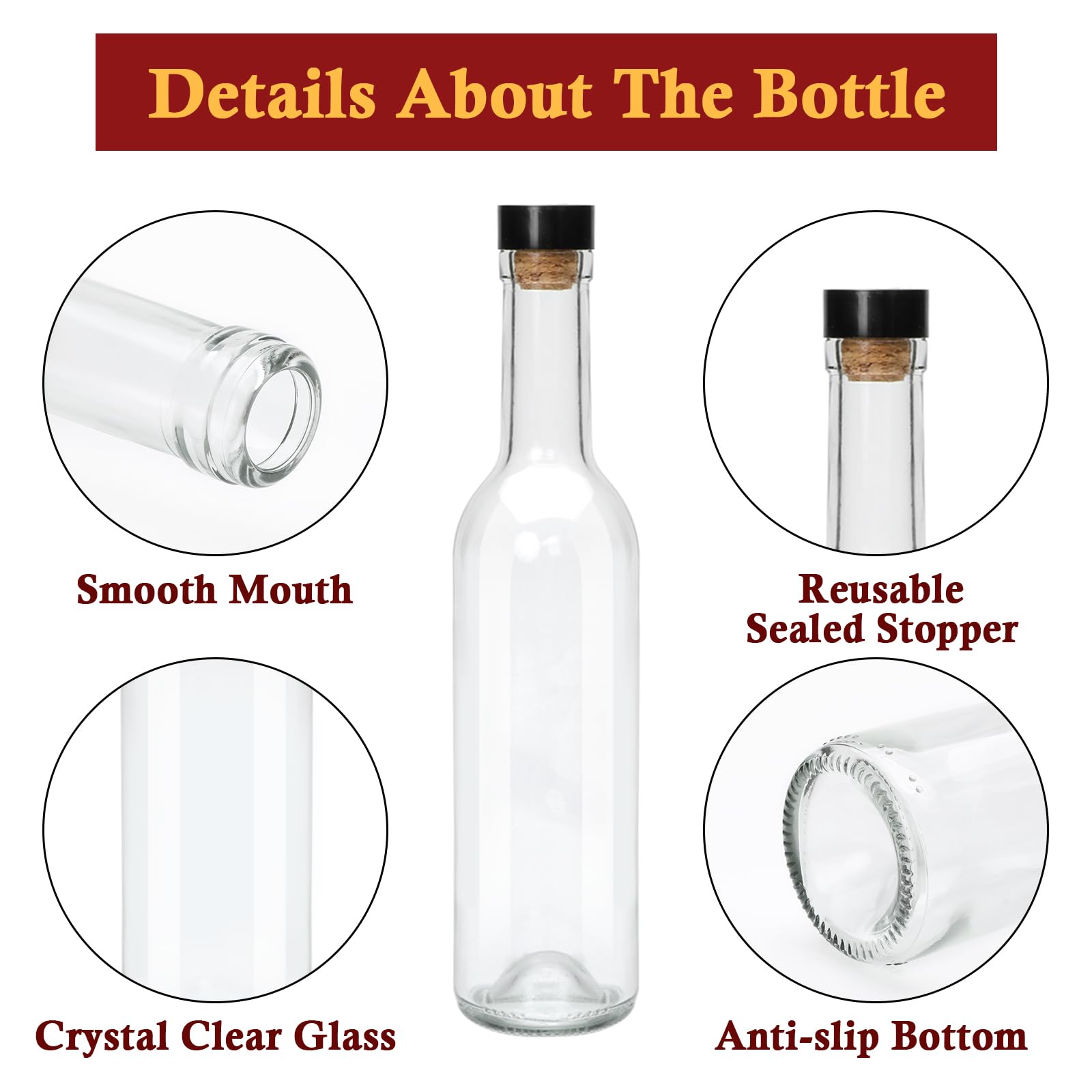 Encheng clear slim wine bottle showcases contents with a premium, elegant look.