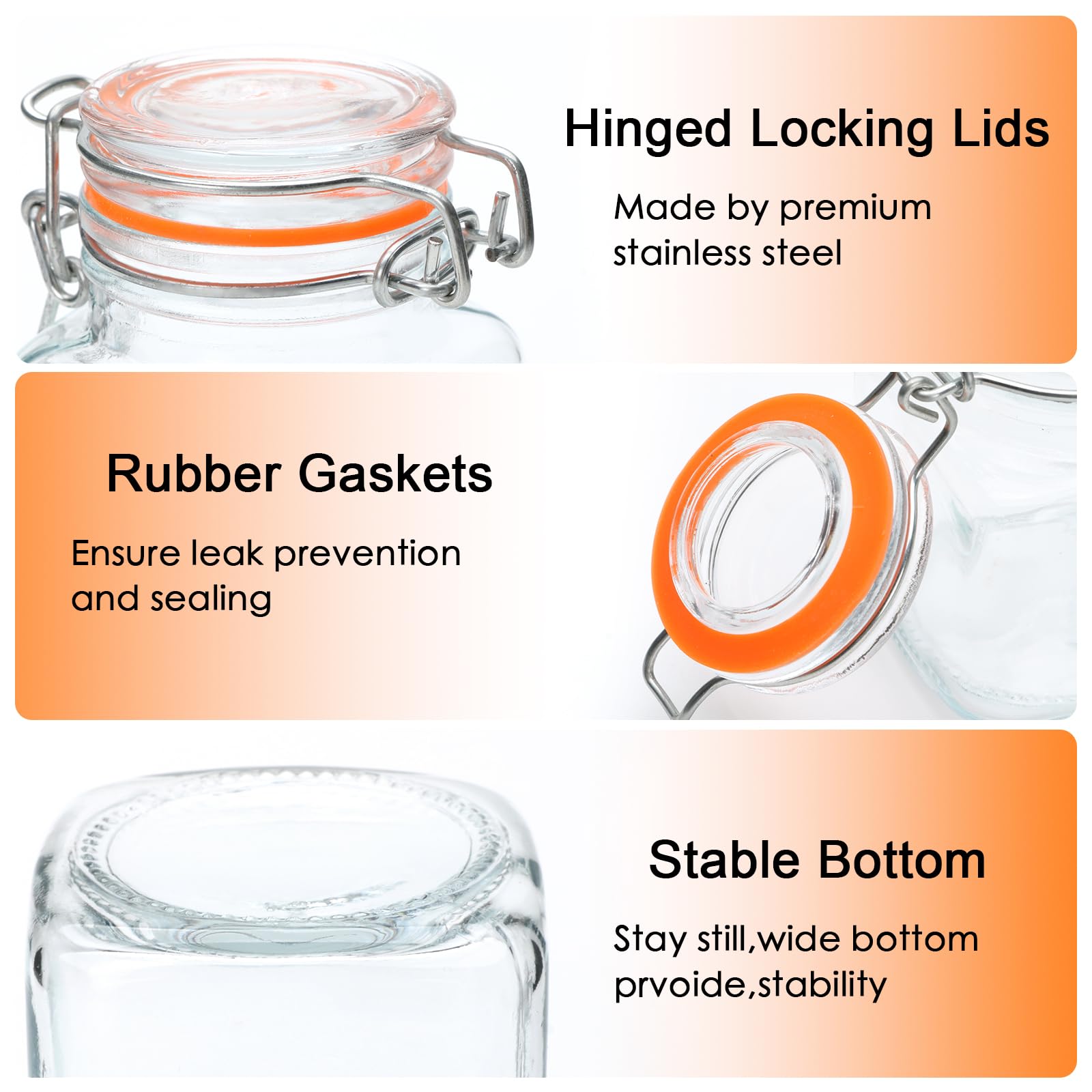 Leak-proof orange gasket seals Encheng jar tightly