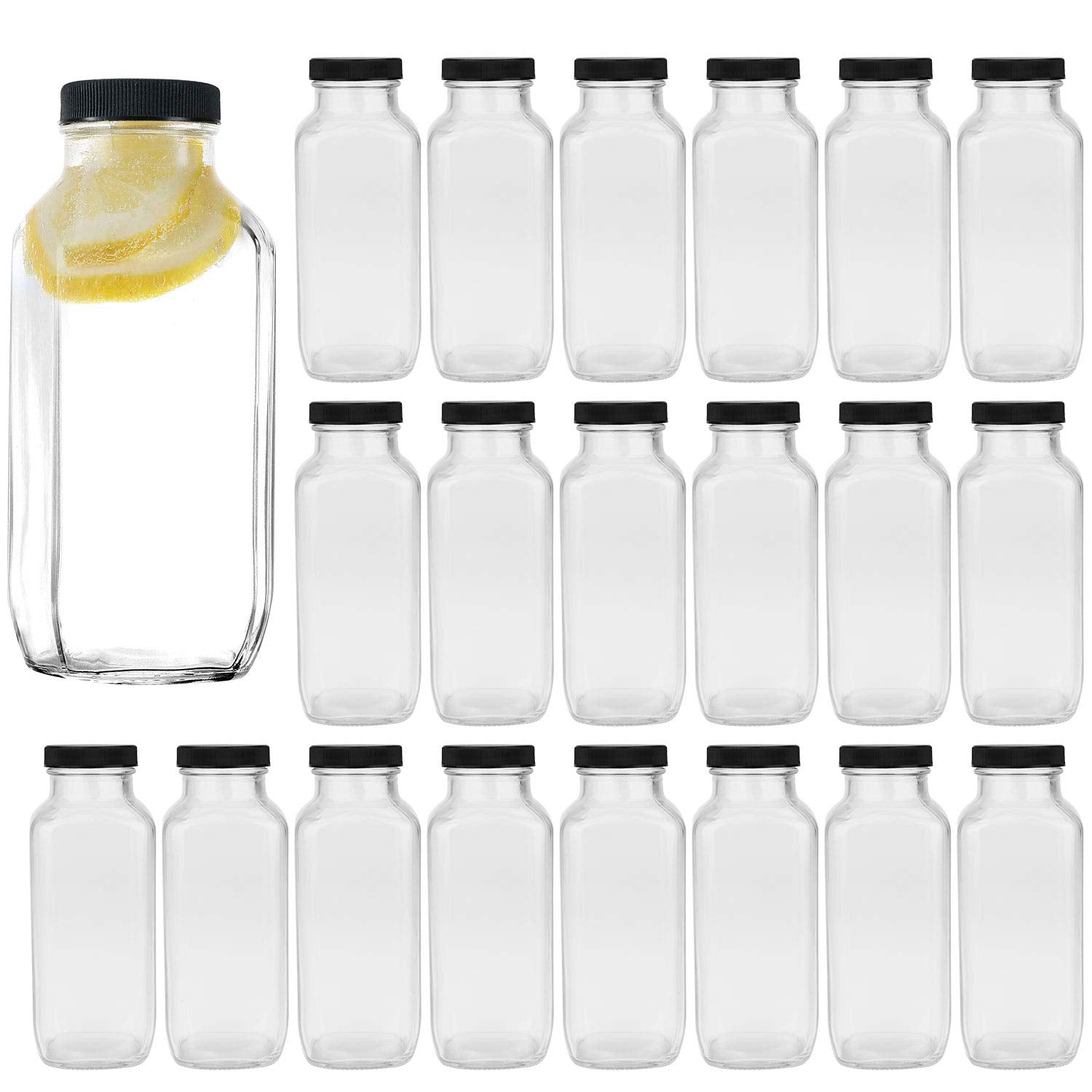 Encheng vintage square bottle 16oz with airtight lid for beverages