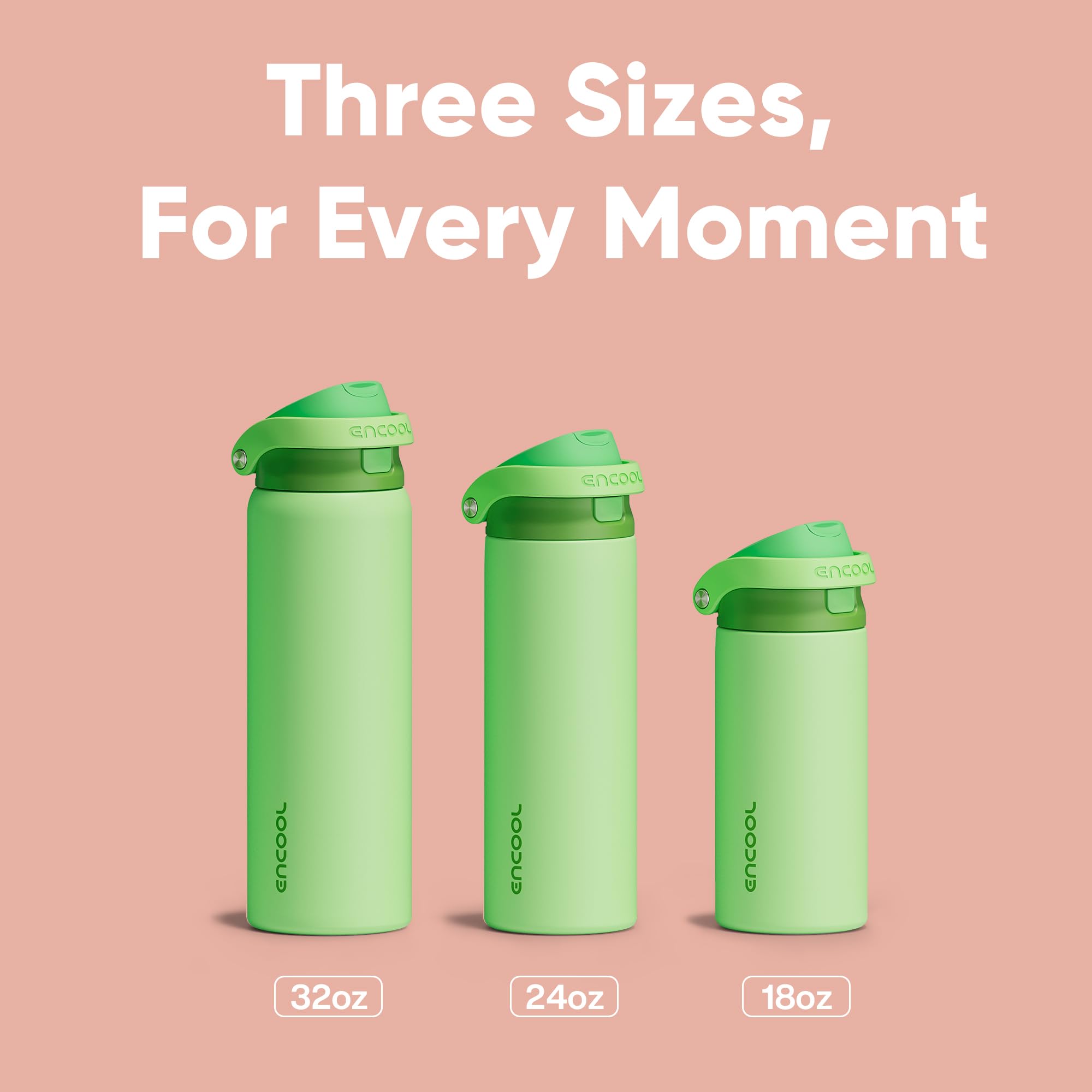 ENCOOL 24oz algae green bottle for all-day hydration