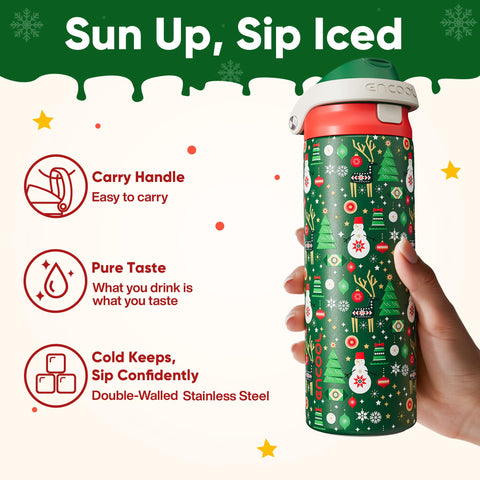 ENCOOL 24 oz stainless steel bottle, durable and cold-retaining
