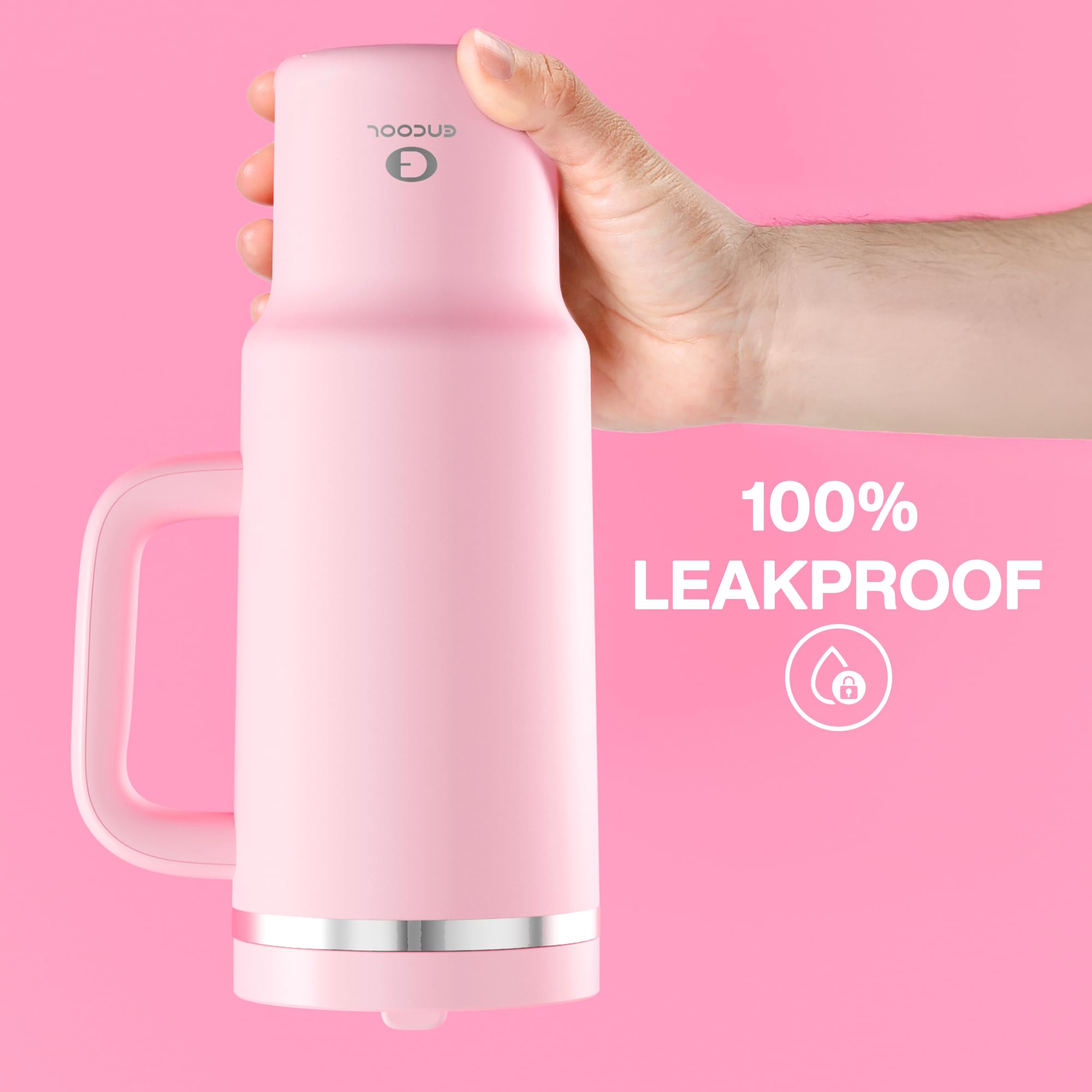 ENCOOL 40oz tumbler with anti-slip base provides stable carry.
