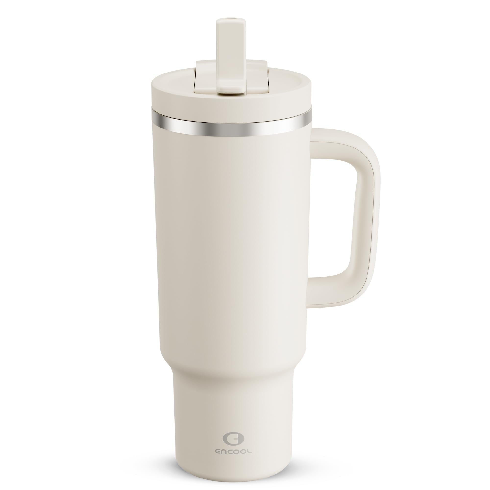 ENCOOL 40 oz tumbler with handle in cream moon keeps beverages cold up to 24 hours