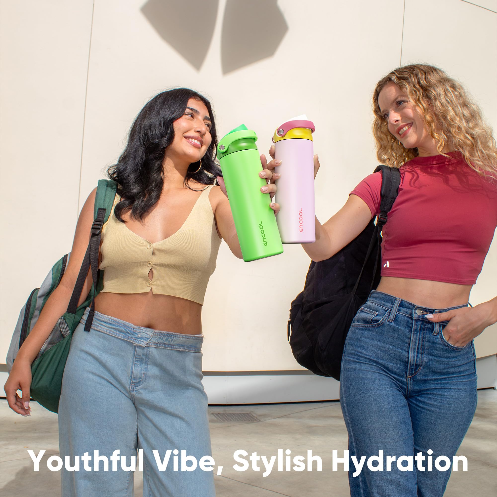 ENCOOL bag-friendly water bottle for work and travel