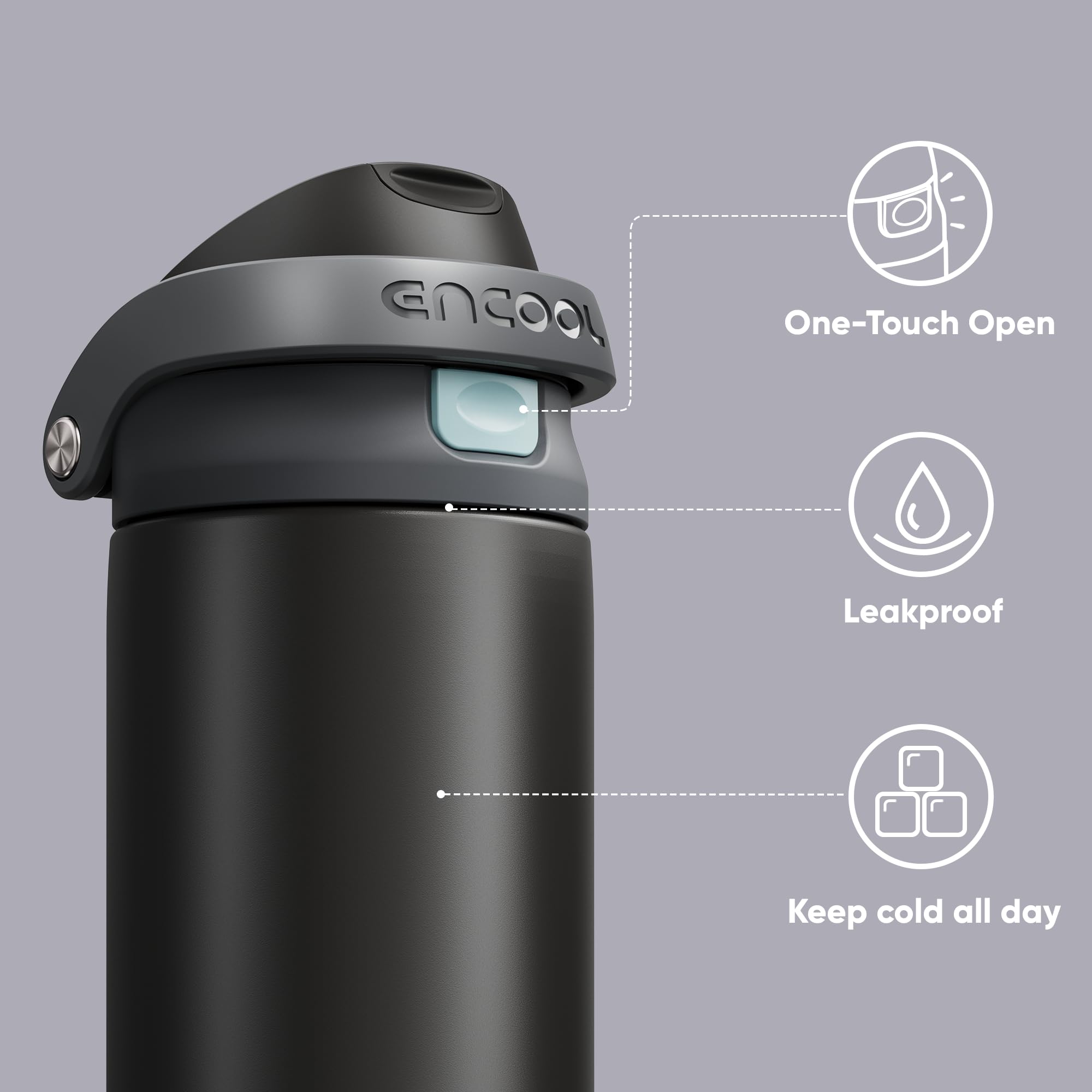 ENCOOL bottle fits in most cup holders for easy daily commuting