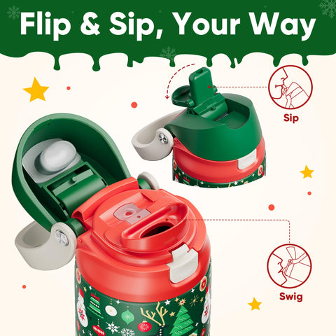 ENCOOL bottle with straw and flip lid for easy on-the-go sipping