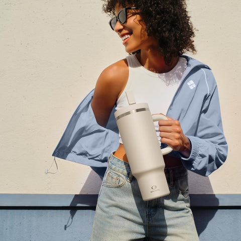 ENCOOL ergonomic soft grip handle tumbler for everyday hydration