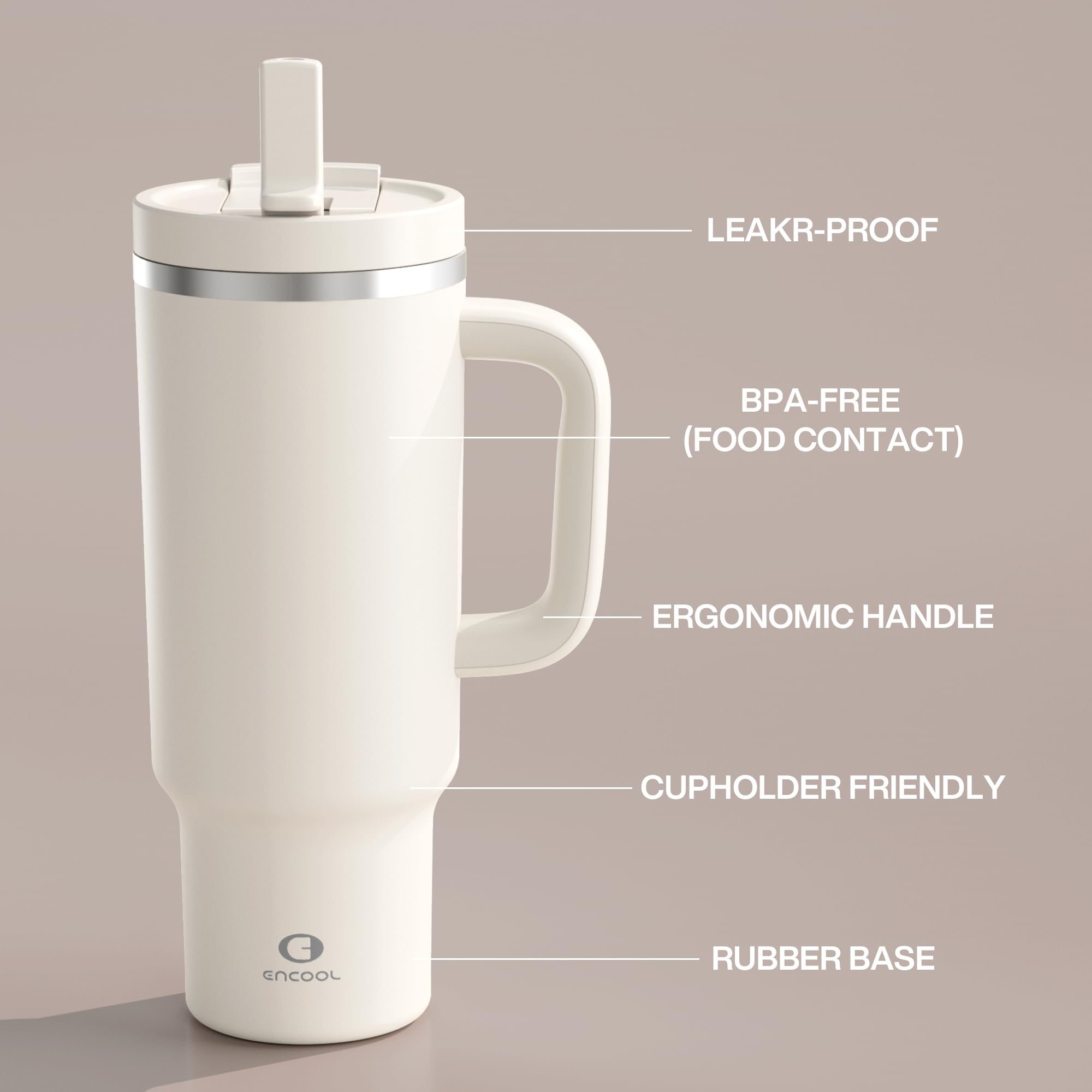 ENCOOL flip top lid tumbler secure leakproof design for travel and workouts