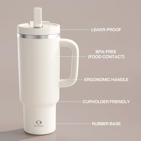 ENCOOL flip top lid tumbler secure leakproof design for travel and workouts