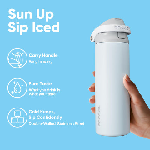 ENCOOL straw design enables convenient sipping on the go.