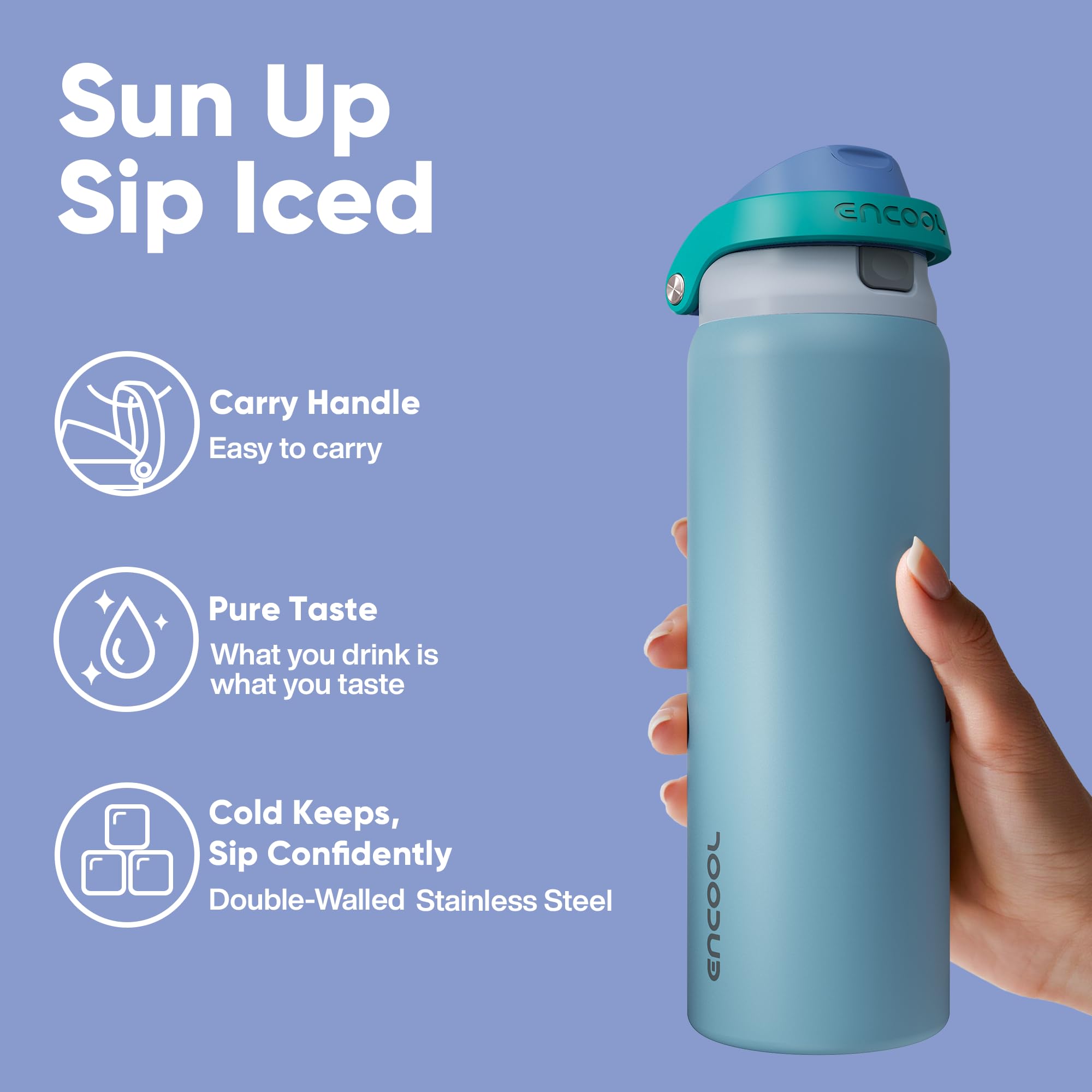  ENCOOL built-in straw for easy sipping during workouts