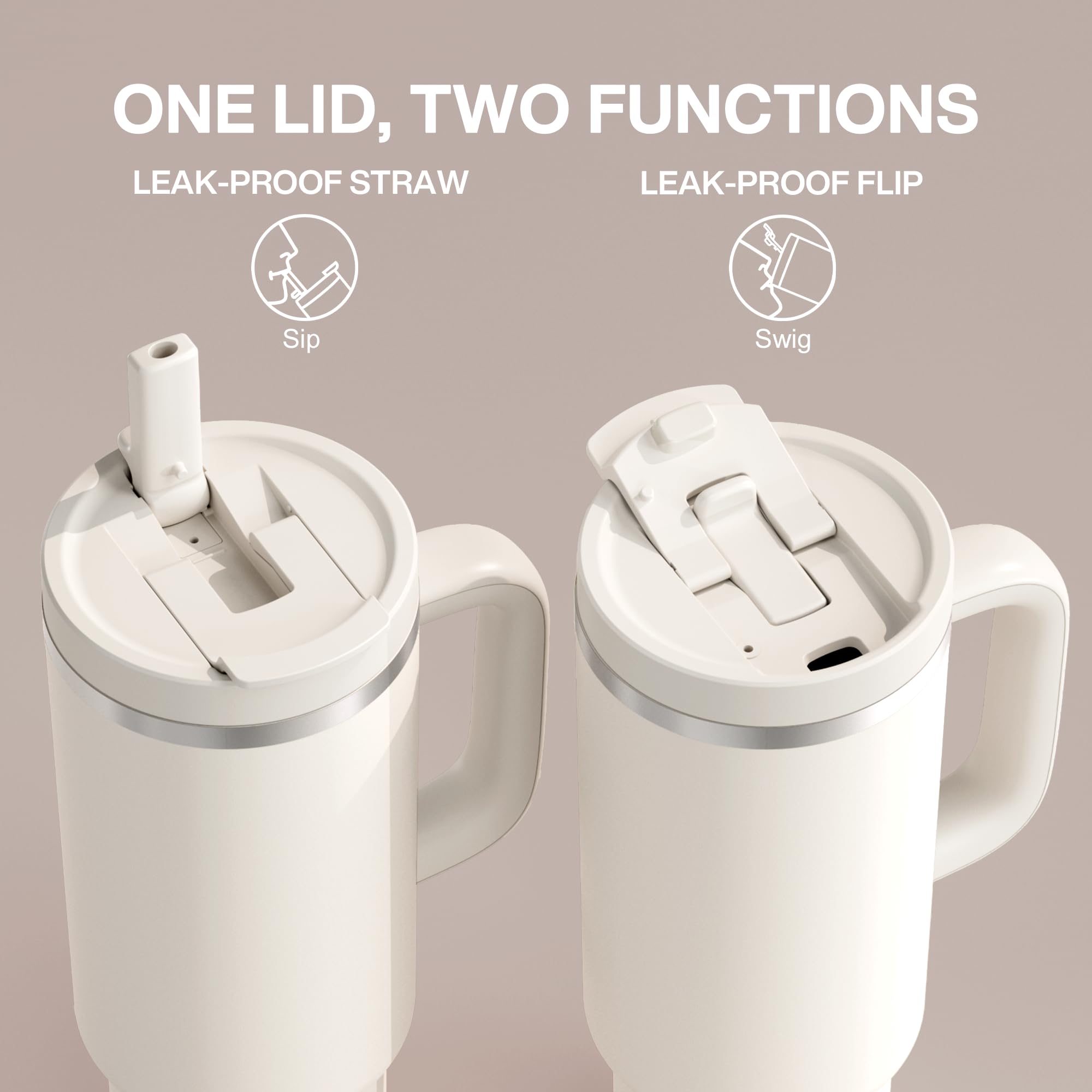 ENCOOL 40 oz tumbler with straw for easy sipping during commutes