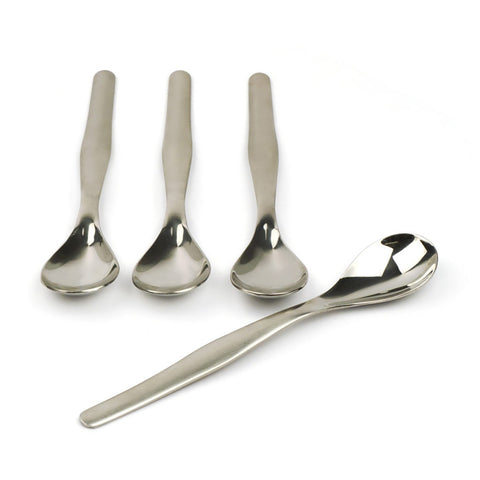 Endurance 4-piece egg spoons, dishwasher safe for quick cleaning after meals.