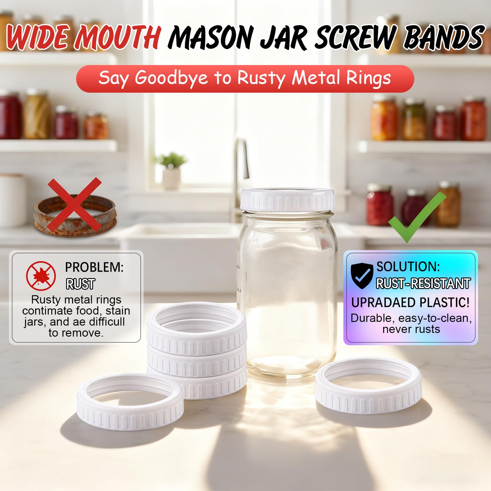 Enhon easy grip non slip edge design improves handling even when jars are wet.
