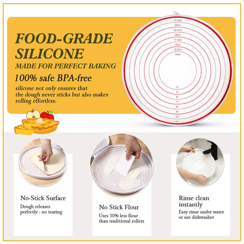 Two-pack set saves time when prepping multiple dough batches.