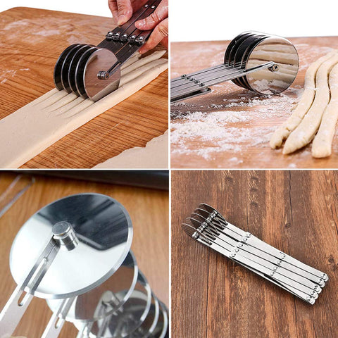 ENINFUT 5-Wheel Pastry Cutter rolling blades cut cookies and pastries quickly.