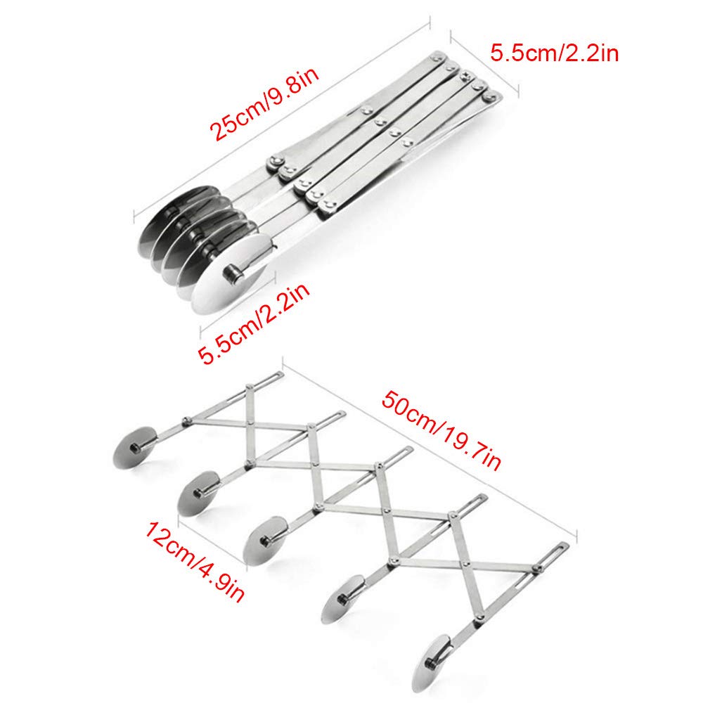 ENINFUT 5-Wheel Pastry Cutter close-up of wheels shows durable stainless steel build.