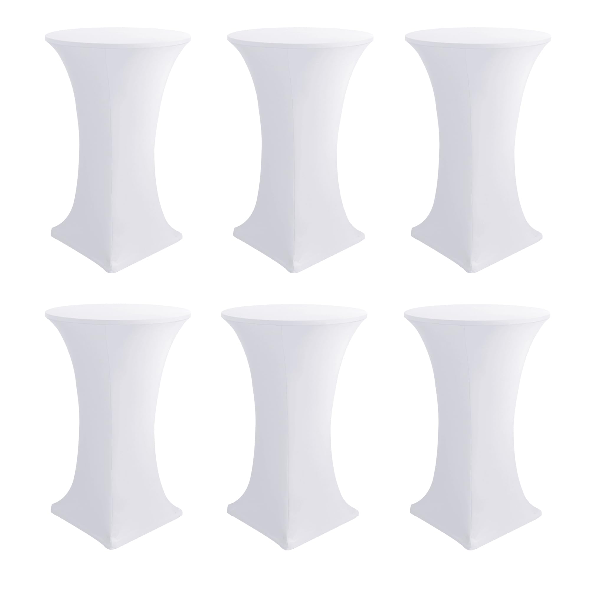 Enjoyidea white spandex cocktail table covers in pack on 32x43 inch high top table for a sleek event look
