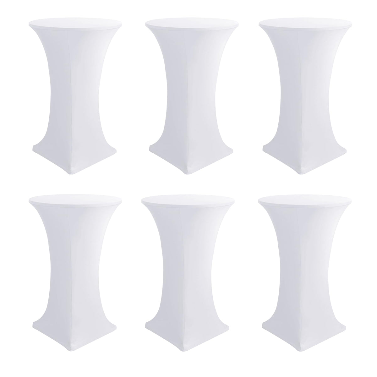 Enjoyidea white spandex cocktail table covers in pack on 32x43 inch high top table for a sleek event look